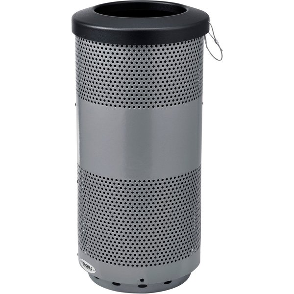 Global Industrial Round Perforated Trash Can, Gray, Steel 641313GY
